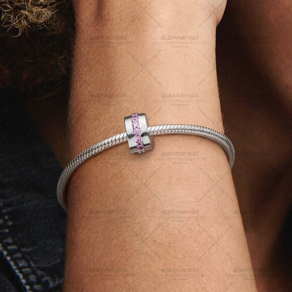 Pandora Pink Sparkling Row Clip Charm - Picture 5 of 7